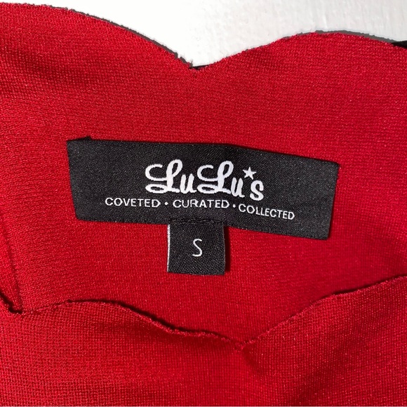 Lulus Tip the Scallops Red Scalloped Skater Dress Size S - Picture 7 of 12